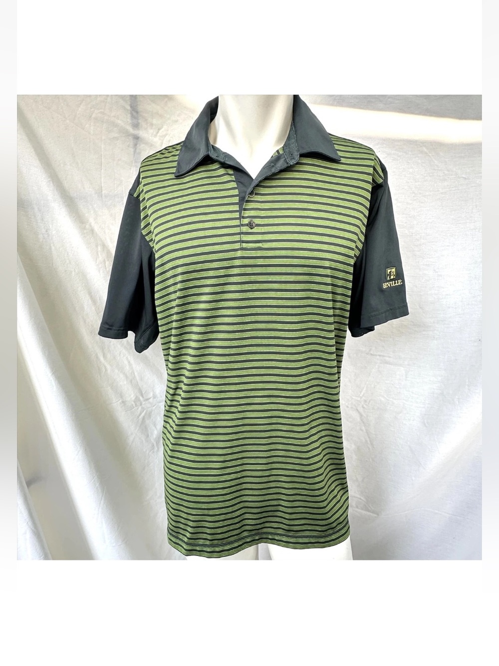 Adidas ClimaCool Polo Shirt Mens Large Striped Short Sleeve Golf Seville Logo